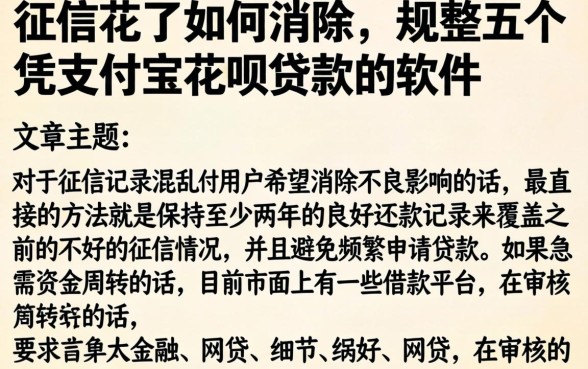 征信花了如何消除，规整五个凭支付宝花呗贷款的软件