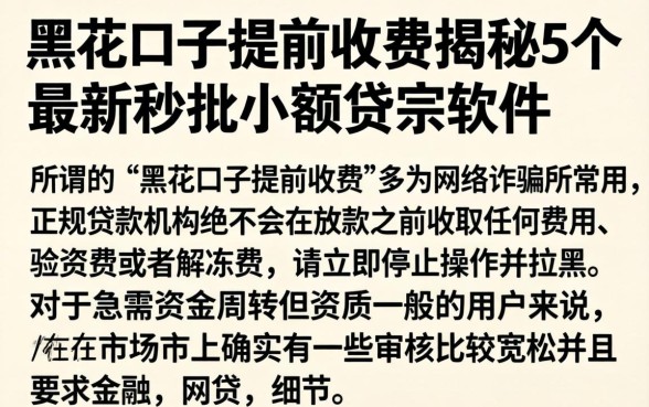 黑花口子提前收费，揭秘5个最新秒批小额贷款软件