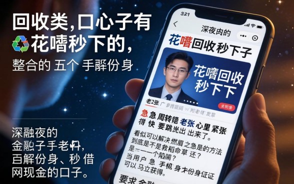 回收类口子有花呗秒下的，整合五个手机身份证秒借现金的口子