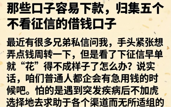 那些口子容易下款,归集五个不看征信的借钱口子