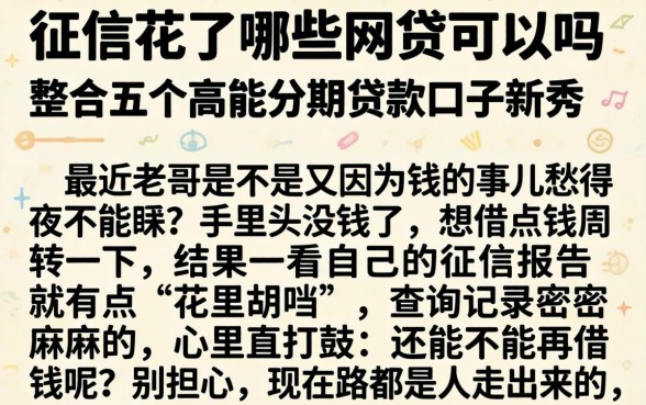 征信花了哪些网贷可以吗，整合五个高能分期贷款口子新秀