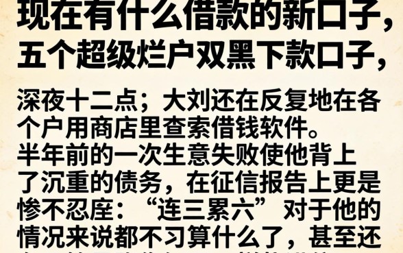现在有什么借款的新口子，详细阐述五个超级烂户双黑下款口子