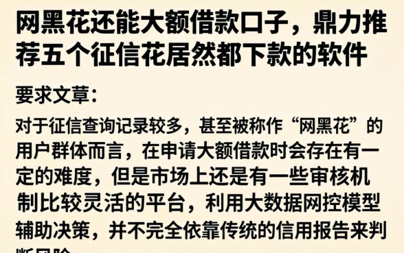 网黑花还能大额借款口子，鼎力推荐五个征信花居然都下款的软件
