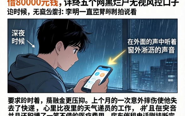 借80000元钱，详尽说明五个网黑烂户无视风控口子