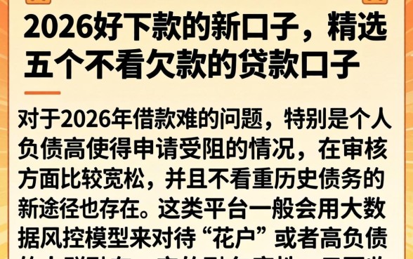2026好下款的新口子，精选五个不看欠款的贷款口子