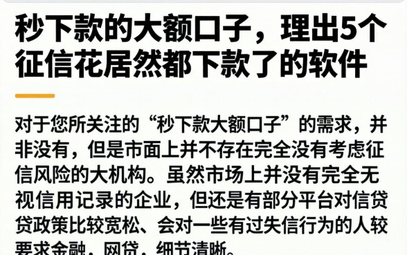 秒下款的大额口子，理出5个征信花居然都下款了的软件