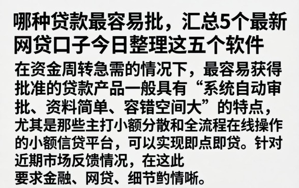 哪种贷款最容易批,汇总5个最新网贷口子今日整理这五个软件