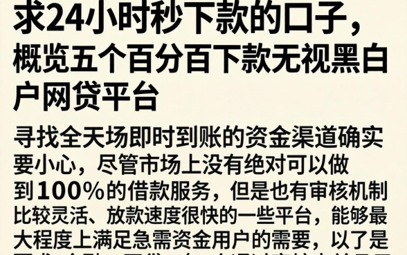 求24小时秒下款的口子,概览五个百分百下款无视黑白户网贷平台