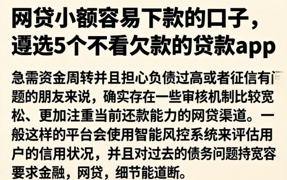网贷小额容易下款的口子，遴选5个不看欠款的贷款app