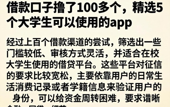 借款口子撸了100多个，精选5个大学生可以使用的app