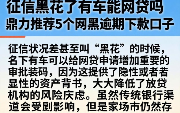 征信黑花了有车能网贷吗，鼎力推荐5个网黑逾期下款口子