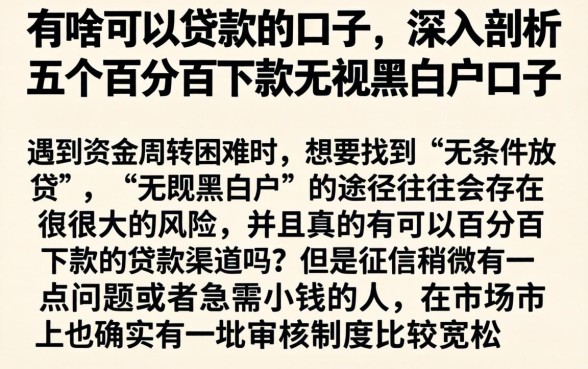 有啥可以贷款的口子，深入剖析五个百分百下款无视黑白户口子