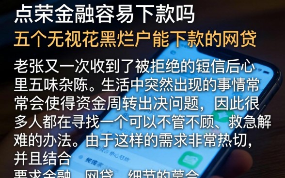 点荣金融容易下款吗,条列五个无视花黑烂户能下款的网贷