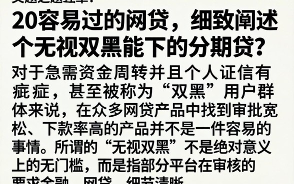 20容易过的网贷，细致阐述五个无视双黑能下的分期贷