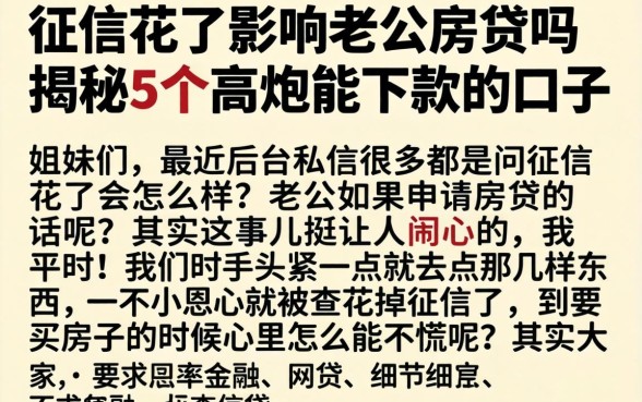 征信花了影响老公房贷吗，揭秘5个高炮能下款的口子