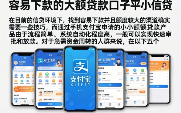 容易下款的大额贷款口子，陈列五个手机支付宝小额贷款的平台
