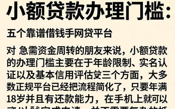 小额贷款办理门槛，详尽说明五个靠谱借钱的网贷平台