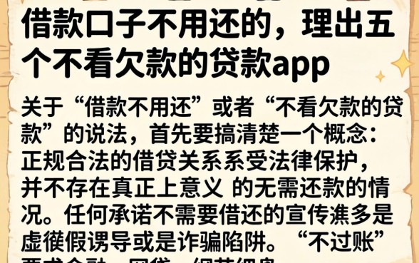 借款口子不用还的，理出五个不看欠款的贷款app