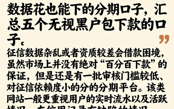 数据花也能下的分期口子，汇总五个无视黑户包下款的口子