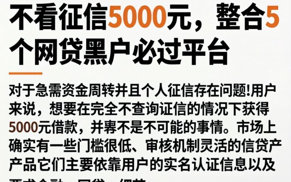 不看征信5000元，整合5个网贷黑户必过平台