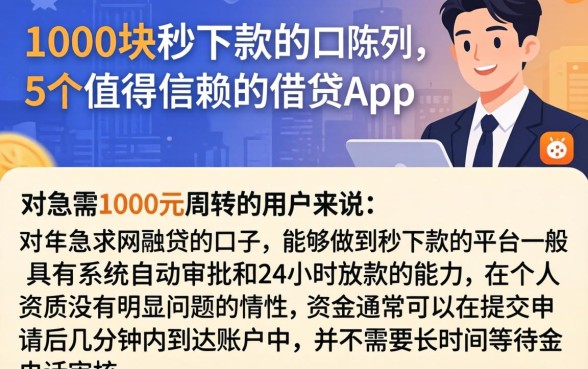 1000块秒下款的口子,陈列5个值得信赖的借贷app