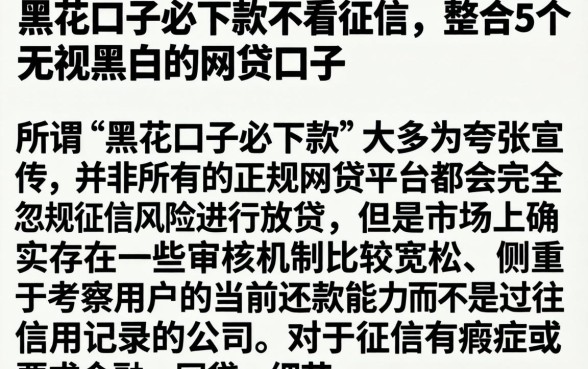 黑花口子必下款不看征信，整合5个无视黑白的网贷口子