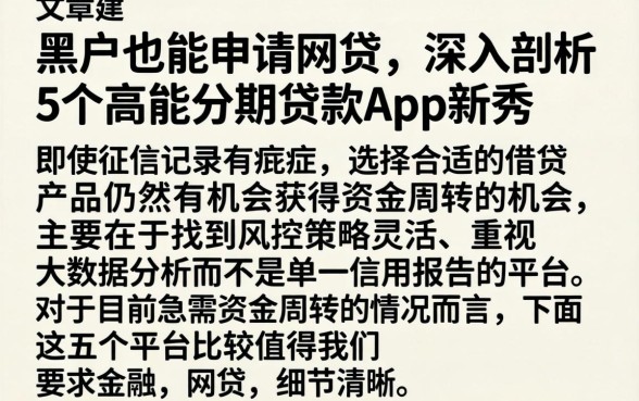 黑户也能申请网贷，深入剖析5个高能分期贷款app新秀