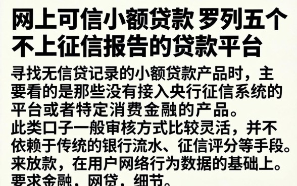 网上可信小额贷款，罗列五个不上征信报告的贷款平台