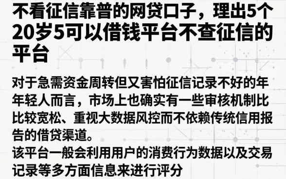 不看征信靠谱的网贷口子,理出5个20岁可以借钱平台不查征信的平台