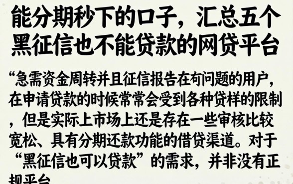 能分期秒下的口子，汇总五个黑征信也能贷款的网贷平台