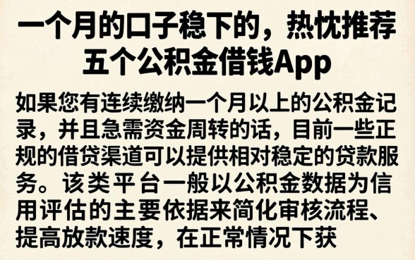 一个月的口子稳下的，热忱推荐五个公积金借钱app