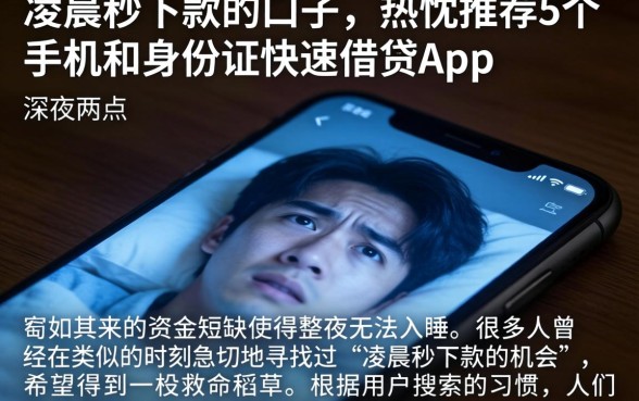 凌晨秒下款的口子，热忱推荐5个手机和身份证快速借钱app