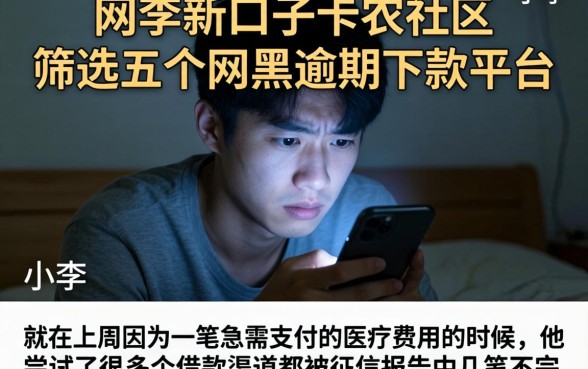 网贷新口子卡农社区，筛选五个网黑逾期下款平台