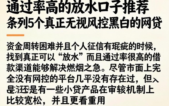 通过率高的放水口子推荐，条列5个真正无视风控黑白的网贷