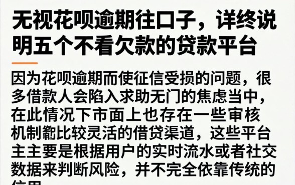 无视花呗逾期的口子，详尽说明五个不看欠款的贷款平台
