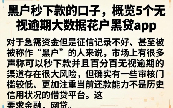 黑户秒下款的口子，概览5个无视逾期大数据花户黑户app