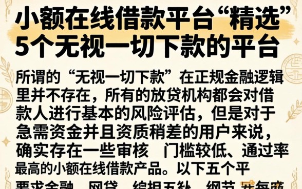 小额在线借款平台，精选5个无视一切下款的平台