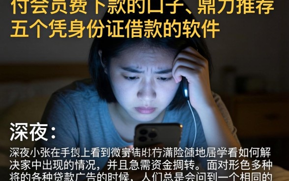 付会员费下款的口子，鼎力推荐五个凭身份证借款的软件