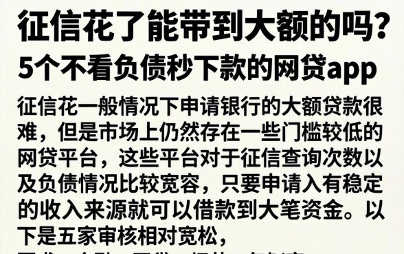 征信花了能带到大额的吗，详细阐述5个不看负债秒下款的网贷app