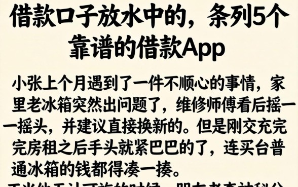 借款口子放水中的，条列5个靠谱的借款app