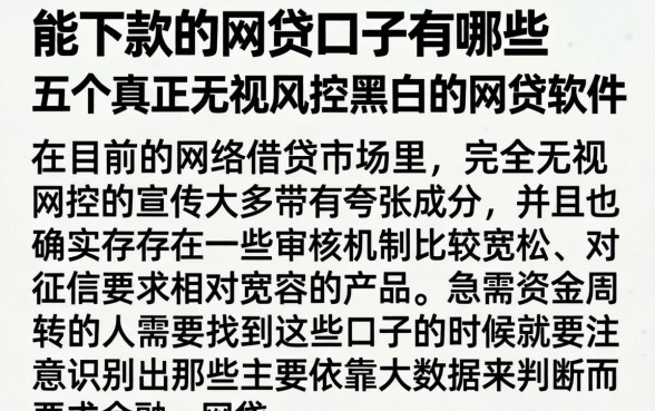 能下款的网贷口子有哪些，细致阐述五个真正无视风控黑白的网贷软件