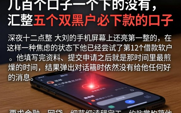 几百个口子一个下的没有，汇整五个双黑户必下款的口子