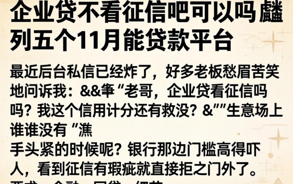 企业贷不看征信吧可以吗，胪列五个11月能贷款的平台