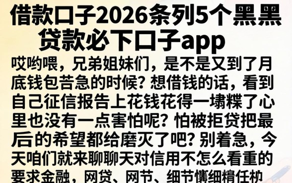 借款口子2026，条列5个黑户贷款必下口子app