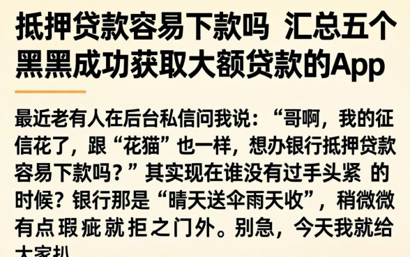 抵押贷款容易下款吗,汇总五个黑户成功获取大额贷款的app