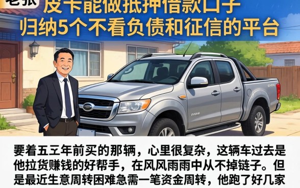 皮卡能做抵押借款的口子，归纳5个不看负债和征信的平台