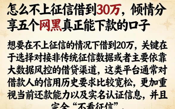 怎么不上征信借到30万，倾情分享五个网黑真正能下款的口子