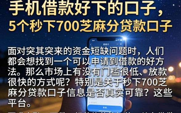 手机借款好下的口子，详尽说明5个秒下700芝麻分贷款口子