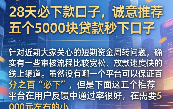28天必下款口子,诚意推荐五个5000块贷款秒下口子