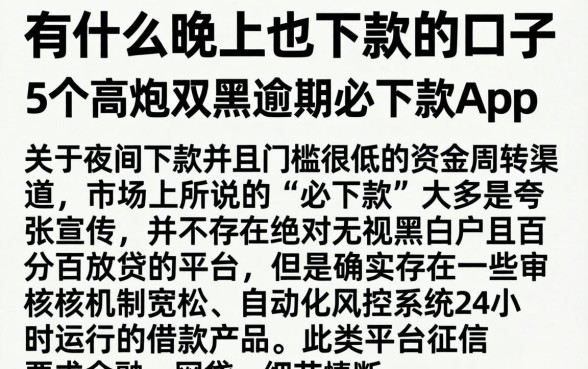 有什么晚上也下款的口子，详细阐述5个高炮双黑逾期必下款app